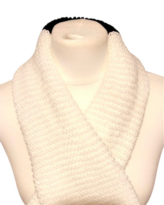 White and Black Knitted  Handmade  Scarf