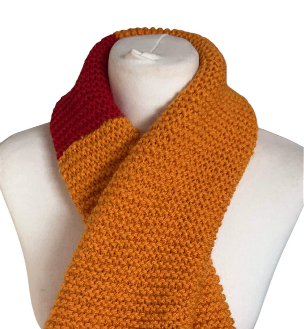 Orange and Red knitted Handmade Scarf