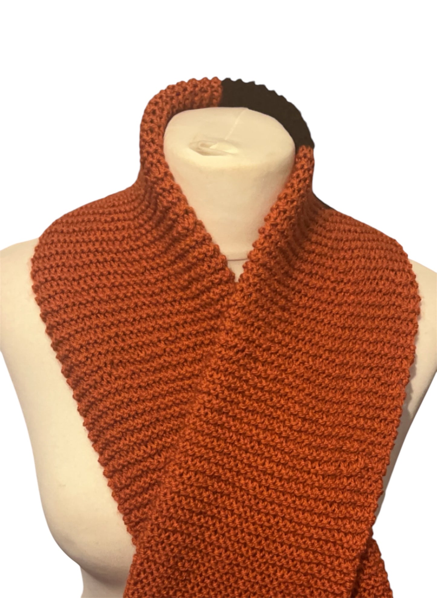 Handmade Black and Orange Knitted Scarf