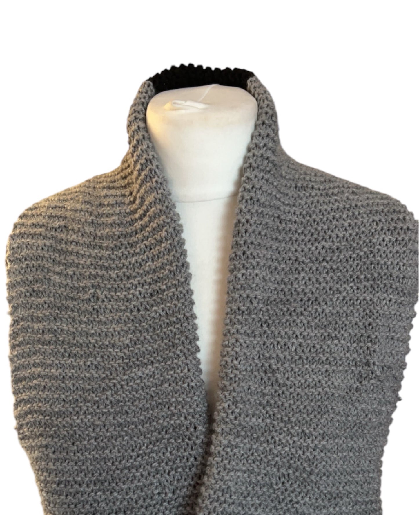 Grey and Black Knitted Handmade Scarf